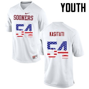 Youth Nila Kasitati White Sooners College Football USA Flag Fashion #54 Jersey 564550-386