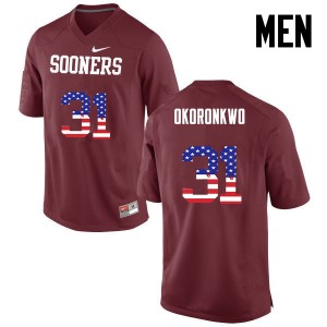 Men Ogbonnia Okoronkwo Crimson Oklahoma College Football USA Flag Fashion #31 Jersey 738396-120