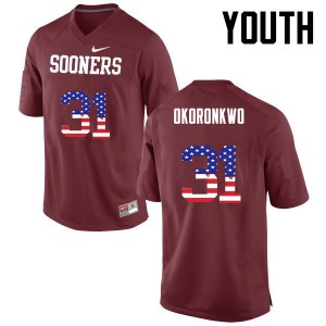 Youth Ogbonnia Okoronkwo Crimson Sooners College Football USA Flag Fashion #31 Jersey 183096-520