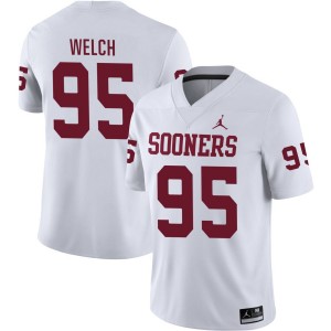 Men Austin Welch White Oklahoma College Football #95 Jerseys 645944-528