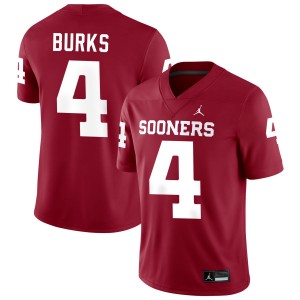 Men Deion Burks Crimson Oklahoma College Football #4 Jerseys 127766-194