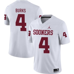 Men Deion Burks White Oklahoma College Football #4 Jerseys 173537-286