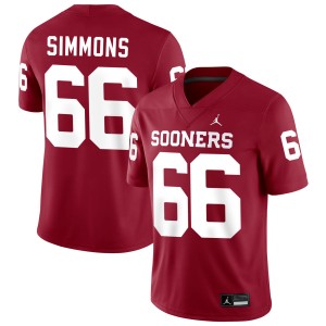 Men Derek Simmons Crimson Boomer Sooner College Football #66 Jersey 386334-318