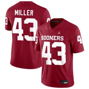 Men Grayson Miller Crimson Oklahoma Sooners College Football #43 Jerseys 430572-400