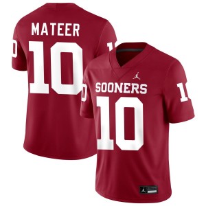Men John Mateer Crimson Sooners College Football #10 Jersey 366919-638