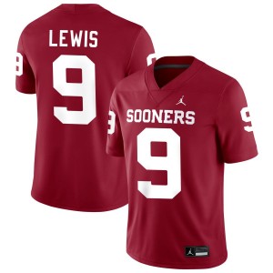 Men Keontez Lewis Crimson Oklahoma College Football #9 Jerseys 104469-420