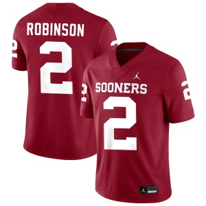Men Omarion Robinson Crimson Oklahoma College Football #2 Jerseys 673184-776
