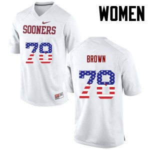 Women Orlando Brown White Oklahoma College Football USA Flag Fashion #78 Jersey 720212-100