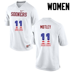 Women Parnell Motley White Sooners College Football USA Flag Fashion #11 Jersey 385272-450