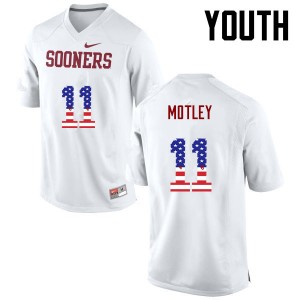 Youth Parnell Motley White OU College Football USA Flag Fashion #11 Jersey 825378-509