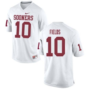 Men Patrick Fields White OU Sooners College Football #10 Jersey 310971-790