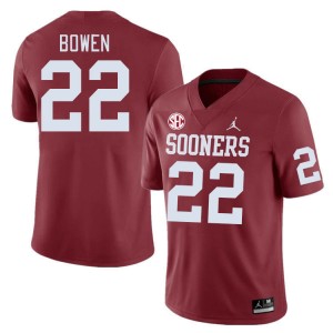 Men Peyton Bowen Crimson Oklahoma Sooners 2024 SEC Conference #22 Jersey 524833-455