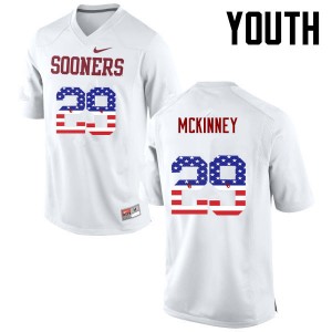 Youth Prentice McKinney White Oklahoma Sooners College Football USA Flag Fashion #29 Jersey 631490-177