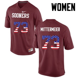 Women Quinn Mittermeier Crimson OU College Football USA Flag Fashion #73 Jersey 902974-157