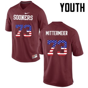 Youth Quinn Mittermeier Crimson Sooners College Football USA Flag Fashion #73 Jersey 259992-136