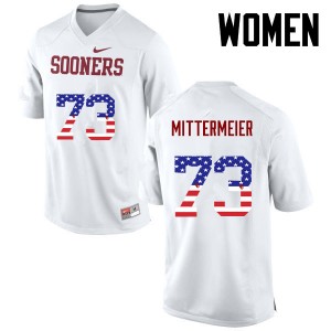 Women Quinn Mittermeier White Sooners College Football USA Flag Fashion #73 Jersey 461172-475