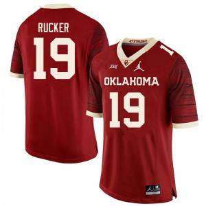 Men Ralph Rucker Retro OU Sooners College Football #19 Jersey 325655-594