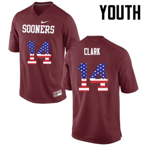 Youth Reece Clark Crimson OU College Football USA Flag Fashion #14 Jersey 386049-343
