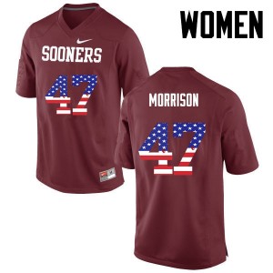 Women Reece Morrison Crimson OU College Football USA Flag Fashion #47 Jersey 547637-528
