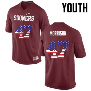 Youth Reece Morrison Crimson OU College Football USA Flag Fashion #47 Jersey 578357-884