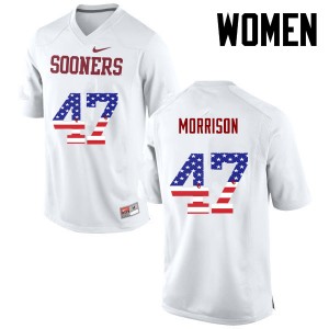 Women Reece Morrison White OU Sooners College Football USA Flag Fashion #47 Jersey 822835-988