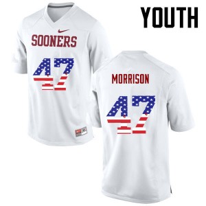 Youth Reece Morrison White Oklahoma Sooners College Football USA Flag Fashion #47 Jersey 330632-601
