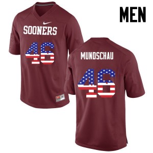 Men Reeves Mundschau Crimson OU Sooners College Football USA Flag Fashion #46 Jersey 426913-482