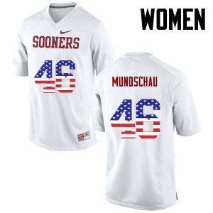 Women Reeves Mundschau White OU College Football USA Flag Fashion #46 Jersey 801644-142