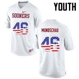 Youth Reeves Mundschau White OU College Football USA Flag Fashion #46 Jersey 175825-422