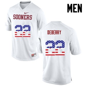 Men Ricky DeBerry White Oklahoma College Football USA Flag Fashion #22 Jersey 828423-333