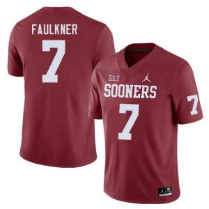 Men River Faulkner Crimson Oklahoma College Football #7 Jersey 658307-394