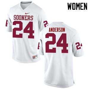 Women Rodney Anderson White Oklahoma College Football #24 Jersey 938441-684