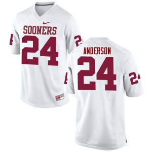 Men Rodney Anderson White Oklahoma College Football #24 Jersey 770607-664