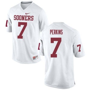 Men Ronnie Perkins White Sooners College Football #7 Jersey 154960-789