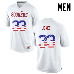 Men Ryan Jones White OU Sooners College Football USA Flag Fashion #33 Jersey 807467-373