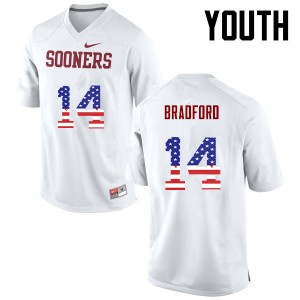 Youth Sam Bradford White OU Sooners College Football USA Flag Fashion #14 Jersey 327032-101