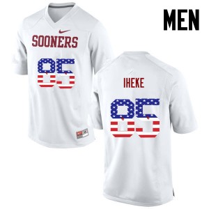 Men Sam Iheke White Oklahoma College Football USA Flag Fashion #85 Jersey 192837-665