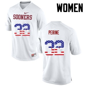 Women Samaje Perine White Oklahoma College Football USA Flag Fashion #32 Jersey 372693-416