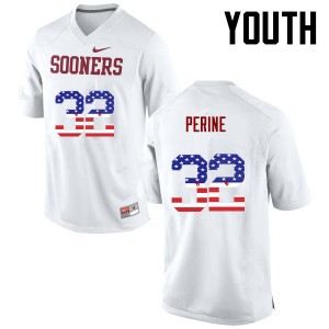 Youth Samaje Perine White Oklahoma College Football USA Flag Fashion #32 Jersey 346047-418