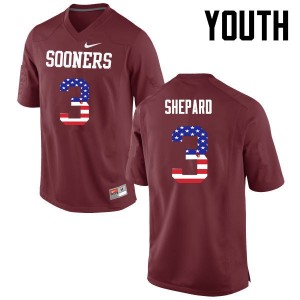 Youth Sterling Shepard Crimson Oklahoma Sooners College Football USA Flag Fashion #3 Jersey 667090-806