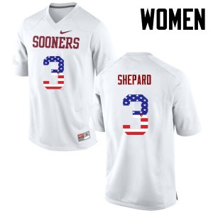 Women Sterling Shepard White Oklahoma College Football USA Flag Fashion #3 Jersey 534517-703