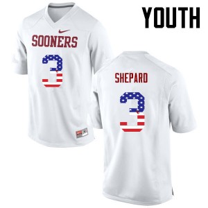 Youth Sterling Shepard White Oklahoma College Football USA Flag Fashion #3 Jersey 642116-649