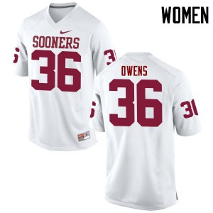 Women Steve Owens White Oklahoma Sooners College Football #36 Jersey 237027-773