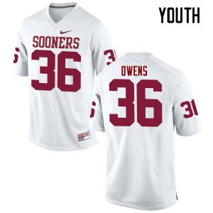 Youth Steve Owens White OU Sooners College Football #36 Jersey 897009-594