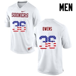 Men Steve Owens White Sooners College Football USA Flag Fashion #36 Jersey 407798-996