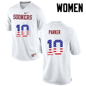 Women Steven Parker White Oklahoma Sooners College Football USA Flag Fashion #10 Jersey 152950-567