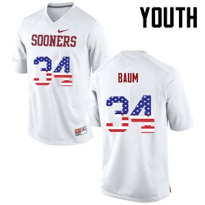 Youth Tanner Baum White OU Sooners College Football USA Flag Fashion #34 Jersey 267323-765