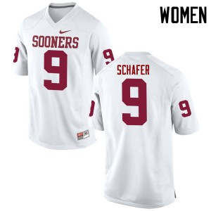Women Tanner Schafer White Sooners College Football #9 Jersey 382310-261