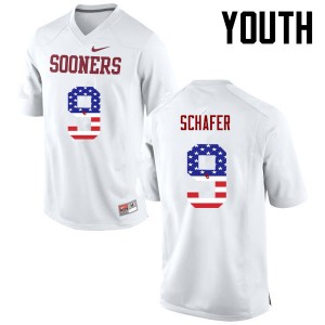 Youth Tanner Schafer White OU Sooners College Football USA Flag Fashion #9 Jersey 685975-555