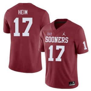 Men Taylor Heim Crimson OU Sooners College Football #17 Jersey 661774-309